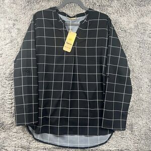 Timeson Ladies Blouse Black And White Long Sleeve Size L NWT